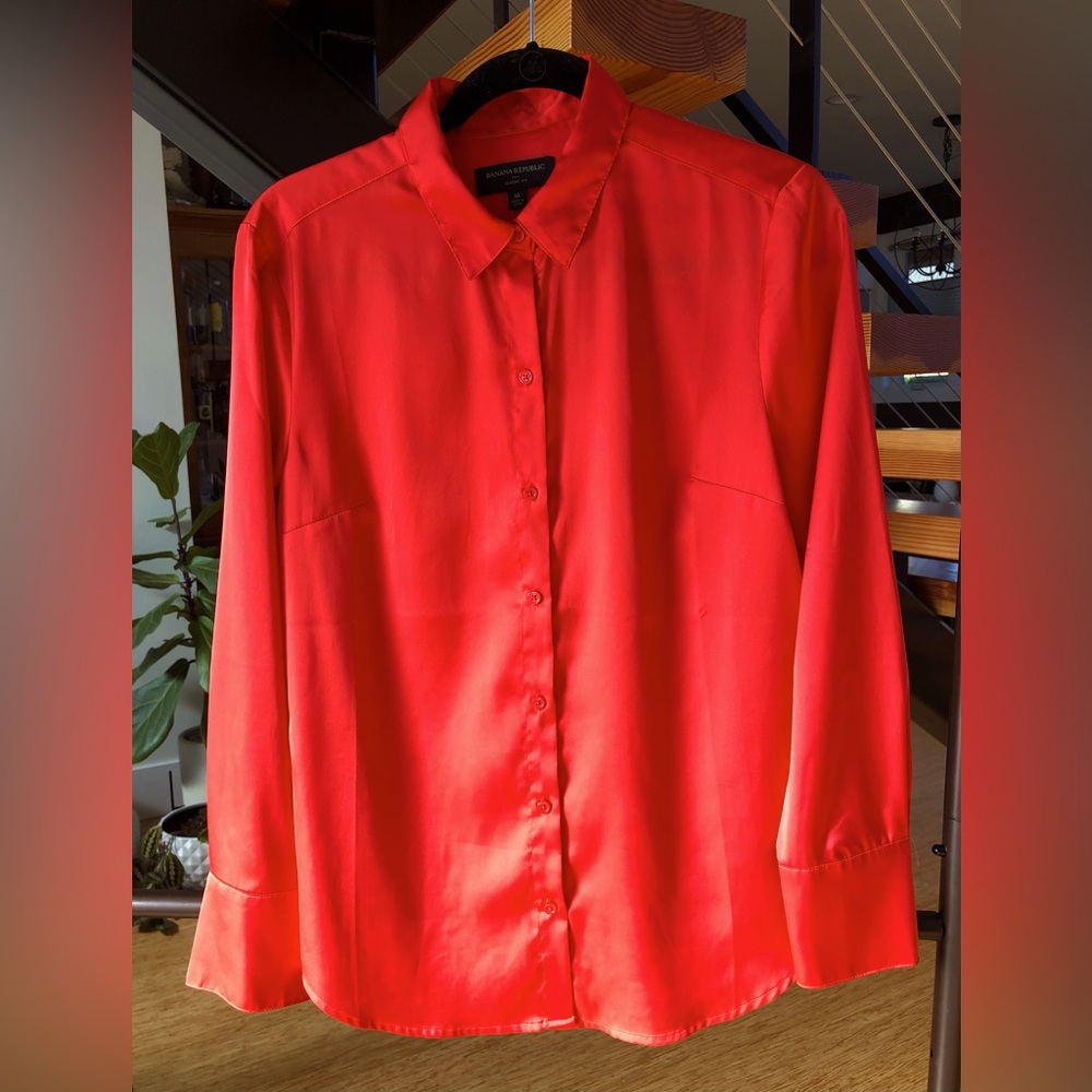 Banana Republic Red Button-Up Blouse